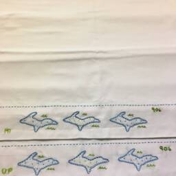 2 Hand Embroidered Pillowcases. Upper Peninsula Michigan . Blues & Greens 906. Vintage Style. 1 Pair. Bespoke. Handmade Hygge - thumbnail 3