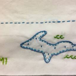 2 Hand Embroidered Pillowcases. Upper Peninsula Michigan . Blues & Greens 906. Vintage Style. 1 Pair. Bespoke. Handmade Hygge - thumbnail 2
