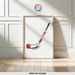 Custom Hockey Poster Set - 3 Red Prints - Boys Bedroom Decor Personalised Kids Room Artwork Print Sport Wall Art Gift - thumbnail 3