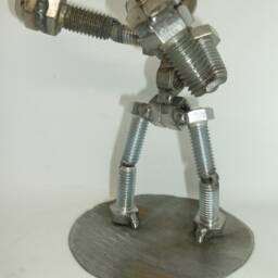 Upcycled Metal Boxer Figurine Handmade Bolt Sculpture - thumbnail 3