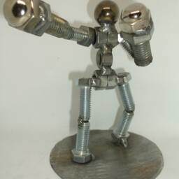 Upcycled Metal Boxer Figurine Handmade Bolt Sculpture - thumbnail 2