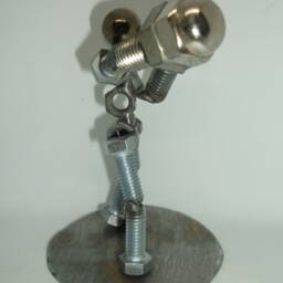 Upcycled Metal Boxer Figurine Handmade Bolt Sculpture - thumbnail 4