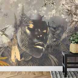 Woman Face Forest Mural, Abstract Art Print, Peel & Stick Wallpaper - thumbnail 3