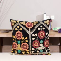 "Set Of 3 Pcs, Suzani Pillow Cover, Uzbek Pillow, 23.62"" X 25.00" - thumbnail 2