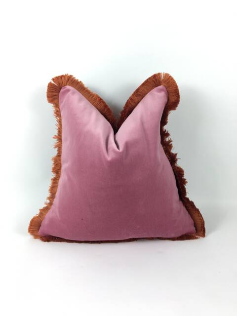 Rose Velvet Throw Pillow Covers - Pink & Orange Cushion Girls Bedroom Decor - image 1