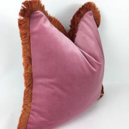 Rose Velvet Throw Pillow Covers - Pink & Orange Cushion Girls Bedroom Decor - thumbnail 3