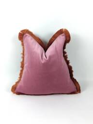 Rose Velvet Throw Pillow Covers - Pink & Orange Cushion Girls Bedroom Decor - thumbnail 1