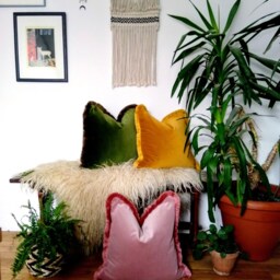 Rose Velvet Throw Pillow Covers - Pink & Orange Cushion Girls Bedroom Decor - thumbnail 2