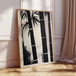 Minimalist Bamboo Poster - Black Ink Botanical Wall Art Japanese Zen Nature Print - thumbnail 4