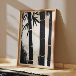 Minimalist Bamboo Poster - Black Ink Botanical Wall Art Japanese Zen Nature Print - thumbnail 2