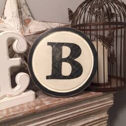 40cm Round Letter A Sign, Monogram, Initial, Wall Art, Home Decor, Rustic Letters, All Letters Available, Inc Ampersand, Typewriter Style - thumbnail 2