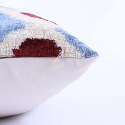 Ikat Velvet Pillow Cover, Handmade Cushion, Decorative Throw Pillow, Boho Cushion Turkish Home Decor - thumbnail 3