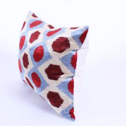 Ikat Velvet Pillow Cover, Handmade Cushion, Decorative Throw Pillow, Boho Cushion Turkish Home Decor - thumbnail 2