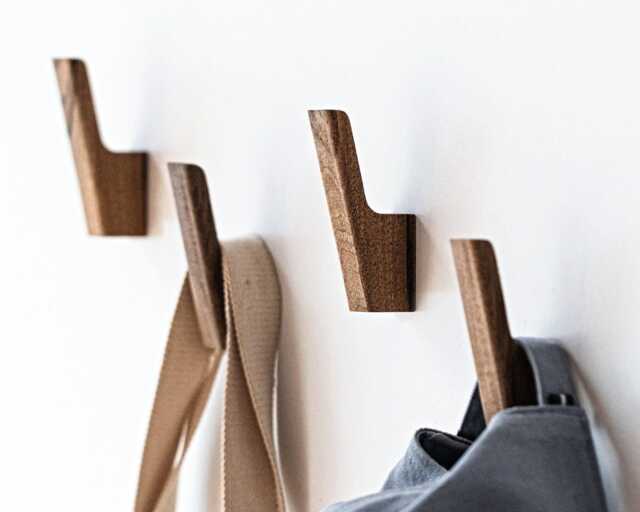 Wooden Coat Hook Wall Mount, Modern Hooks, Entryway Wall Hooks, Towel Hanger, Minimalist Scandinavian Jacket Hooks - image 1