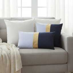 Gold Faux Leather Color Block Pillow Cover - Modern Scandinavian Design