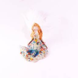 Sweet Sitting Angel, Handmade Ceramic Figurine, Decor, Christmas Embeceramics - thumbnail 2