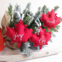 Canadian Red Maple Leaf Felt Christmas Tree Ornament Decorations - Set Of 3 - thumbnail 2