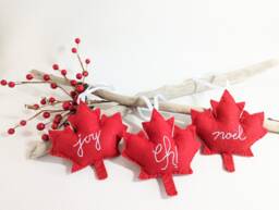 Canadian Red Maple Leaf Felt Christmas Tree Ornament Decorations - Set Of 3