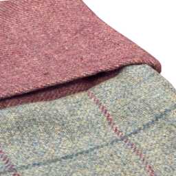 Tweed 100% Wool Christmas Stocking in Light Blue & Pink Windownpane Design - thumbnail 3
