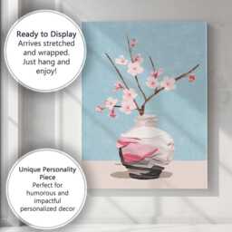 Delicate Pink Cherry Blossom Branch Paper Collage Vase Floral Canvas Wall Art Print Decor Picture Ready To Hang - thumbnail 3