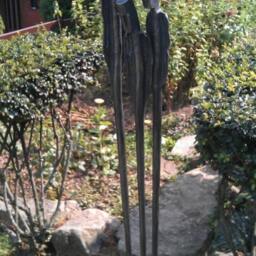 Hand Forged Metal Family Sculpture - Rustic Garden Art People Sculpture Figurative Art - thumbnail 4