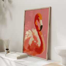 Flamingo Wall Art Print, Pink Artwork, Colourful Animal Modern Statement Art, Tropical Decor - thumbnail 2