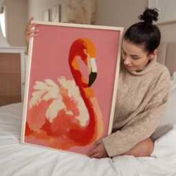 Flamingo Wall Art Print, Pink Artwork, Colourful Animal Modern Statement Art, Tropical Decor - thumbnail 3
