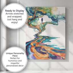 Abstract Watercolour Tree Landscape Surreal Nature Illustration Canvas Wall Art Print Decor Picture Ready To Hang - thumbnail 3