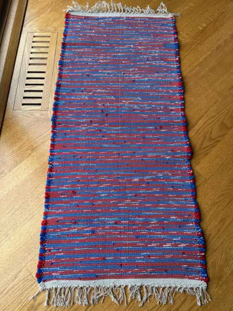 "Red, Royal Blue, Cotton Rug, 47 1/2"" L X 20" - image 1