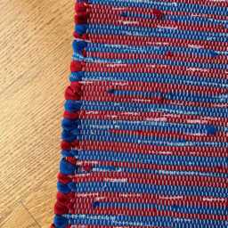 "Red, Royal Blue, Cotton Rug, 47 1/2"" L X 20" - thumbnail 2