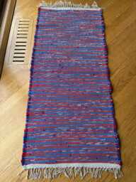 "Red, Royal Blue, Cotton Rug, 47 1/2"" L X 20" - thumbnail 1