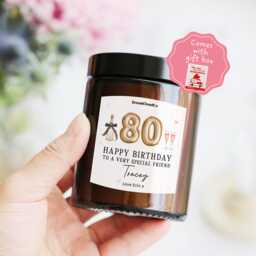 80Th Birthday Gift For Her Best Friend Personalized Candle With Custom Name & Message - For Seventy Milestone Happy