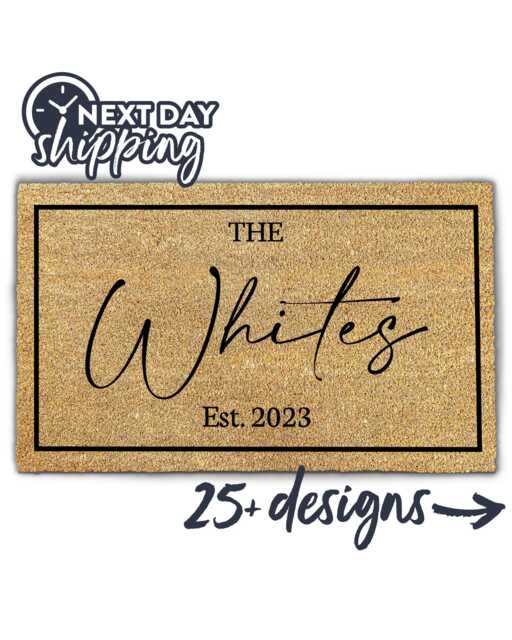 Personalized Family Last Name Doormat - Custom Welcome Mat With Established Date Unique Housewarming Gift For New Home - image 1