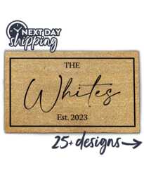 Personalized Family Last Name Doormat - Custom Welcome Mat With Established Date Unique Housewarming Gift For New Home - thumbnail 1
