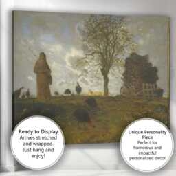 Rural Farm Figure & Hay Cart Atmospheric Landscape Canvas Wall Art Print Decor Picture Ready To Hang - thumbnail 3