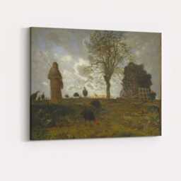 Rural Farm Figure & Hay Cart Atmospheric Landscape Canvas Wall Art Print Decor Picture Ready To Hang - thumbnail 4