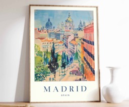 Madrid Travel Poster Vibrant Spanish City Art Print - thumbnail 1
