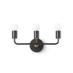 Black & Gold 3-Light Wall Sconce - Modern Industrial Vanity Light Bathroom Or Hallway Lighting Fixture Exposed Bulb Lamp Design - thumbnail 3