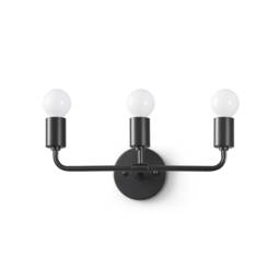 Black & Gold 3-Light Wall Sconce - Modern Industrial Vanity Light Bathroom Or Hallway Lighting Fixture Exposed Bulb Lamp Design - thumbnail 4