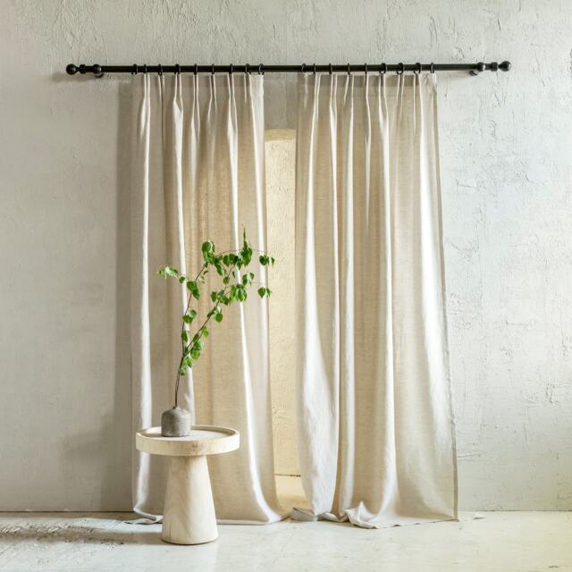 Custom Linen Curtains, Double Pleat Curtain Panel, Blackout Privacy Panels, Drapes, Window Coverings - image 1