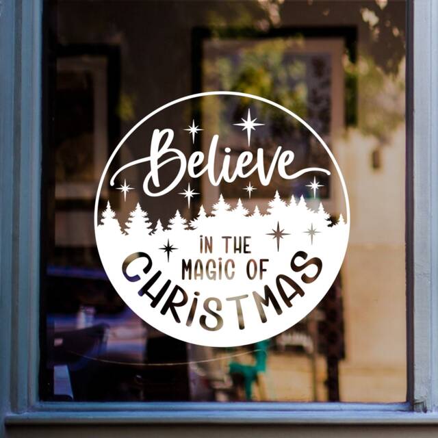 Believe in The Magic Of Christmas Window Sticker - Xmas Decal Decorations Home Shop Display Stickers - image 1
