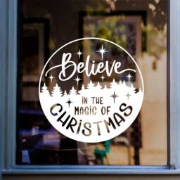 Believe in The Magic Of Christmas Window Sticker - Xmas Decal Decorations Home Shop Display Stickers - thumbnail 1