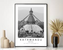 Kathmandu Nepal Print Minimalist Travel Art - thumbnail 1