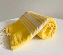 Large Turkish Bath Towel, Hand Loomed Soft Cotton Peshtemal, Beach Fouta - thumbnail 3
