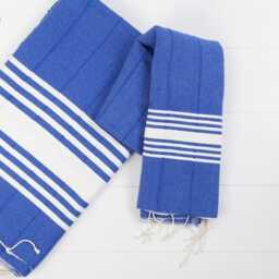 Large Turkish Bath Towel, Hand Loomed Soft Cotton Peshtemal, Beach Fouta - thumbnail 2