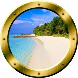 Sandy Beach Porthole 3D Ocean View Wall Decal Peel & Stick Decor - Vwaq Gp36 - thumbnail 2