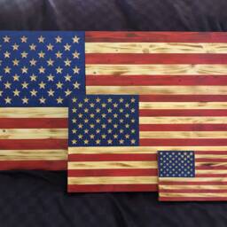 Engraved Wood American Flag Rustic Torched Usa Wall Art - thumbnail 3
