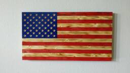 Engraved Wood American Flag Rustic Torched Usa Wall Art