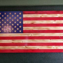 Engraved Wood American Flag Rustic Torched Usa Wall Art - thumbnail 2