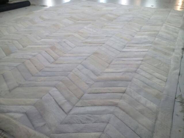Cowhide Patchwork Rug Raw Leather Argentina - Rug, Chevron 6' X 8' Natural White - image 1